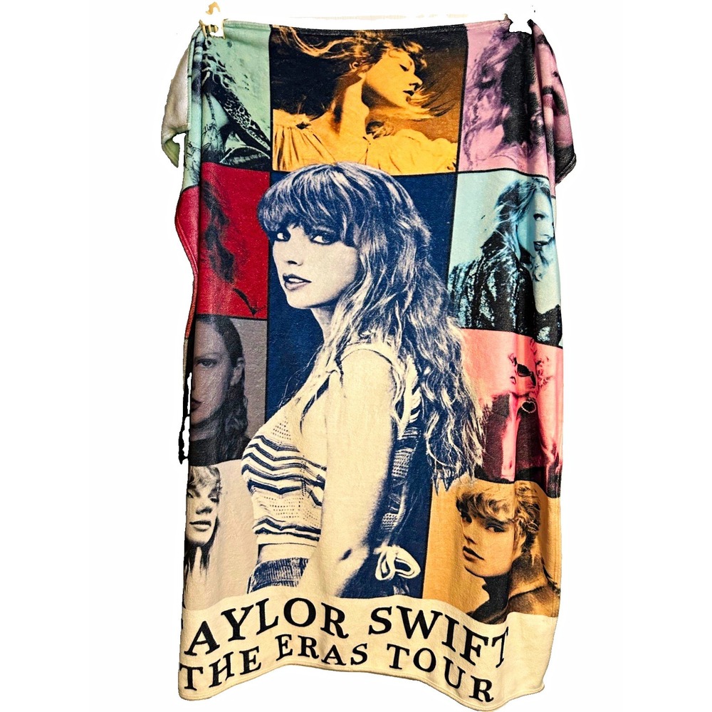 Taylor Swift The Eras Tour Graphic Print Throw Blanket, Multicolor Rectangular